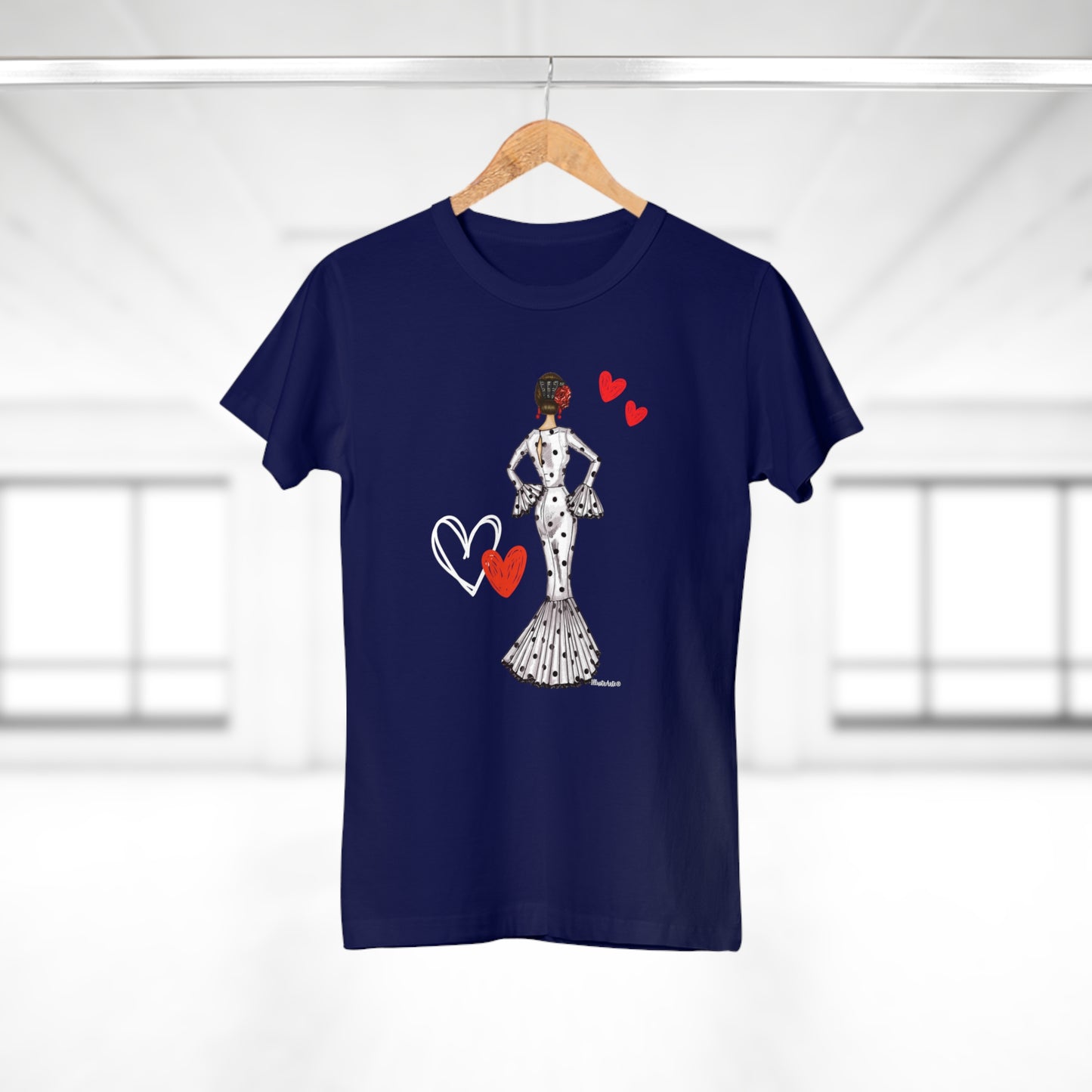 a t - shirt with a woman holding a heart