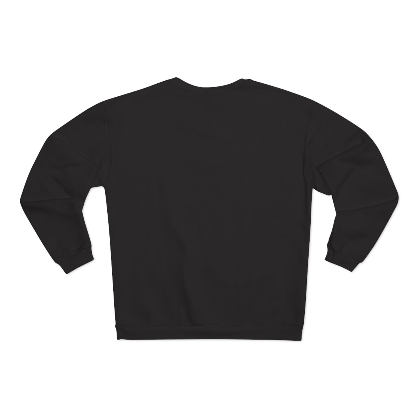 the back of a black sweatshirt with long sleeves