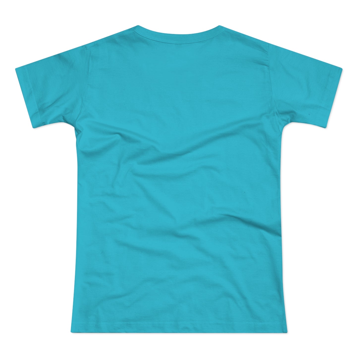 a turquoise t - shirt with a white background