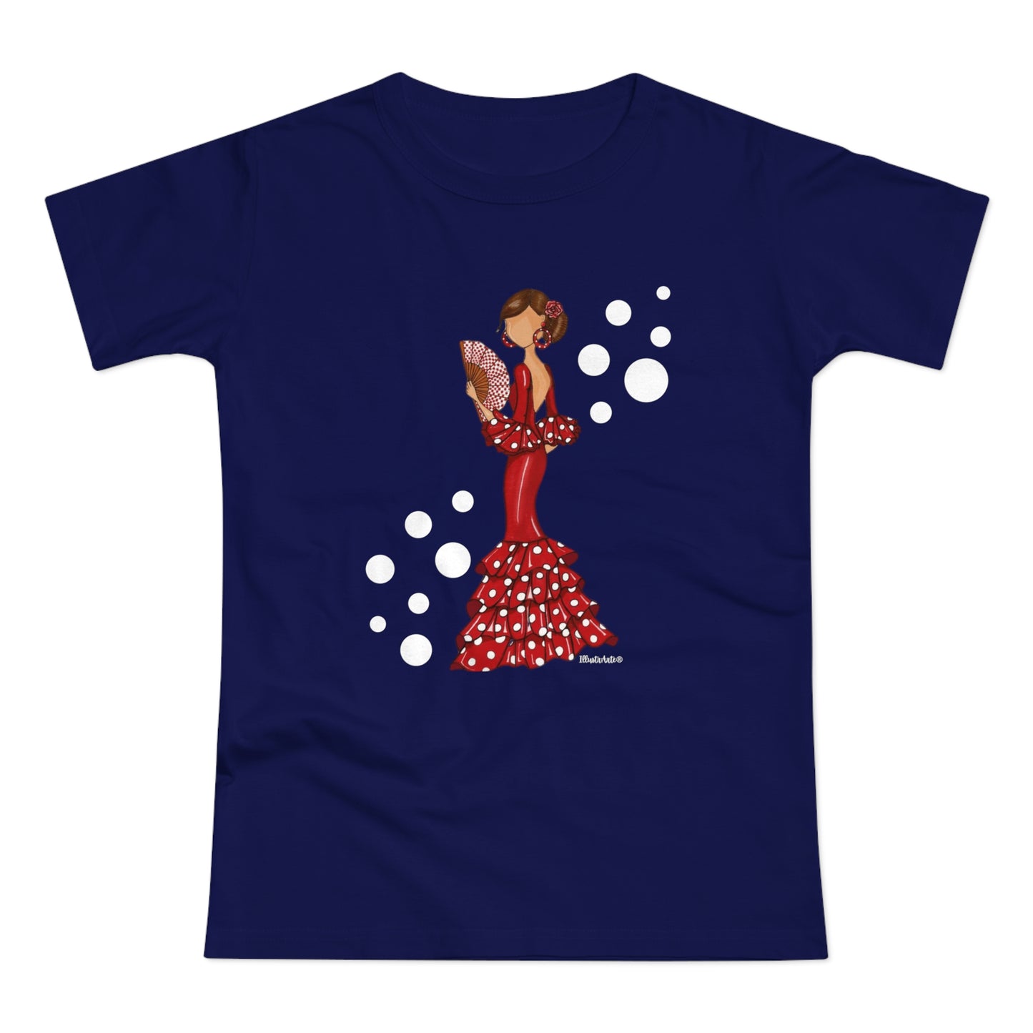 a women's t - shirt with a woman in a polka dot dress
