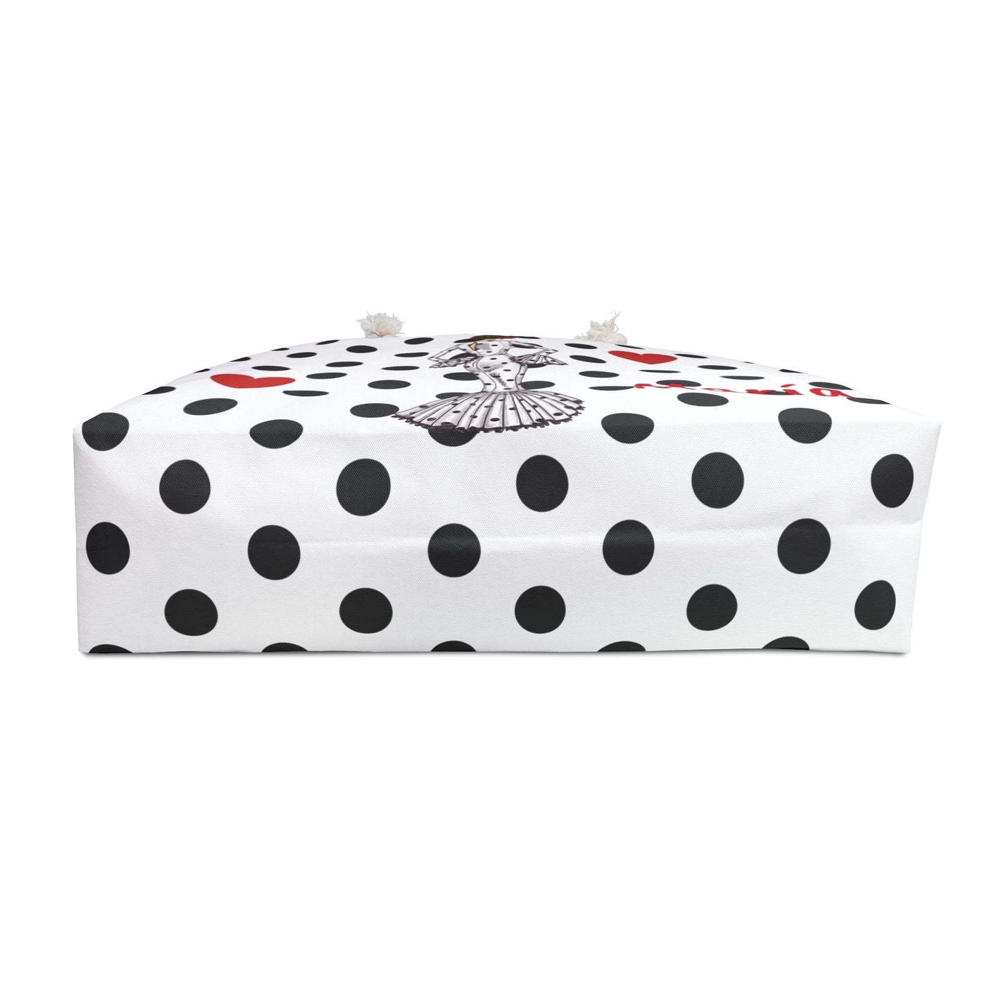 a black and white polka dot covered box