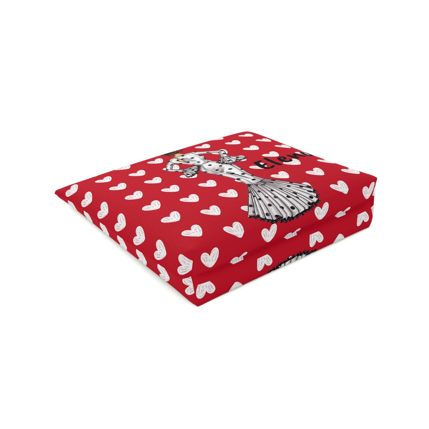 a red and white box with hearts on it