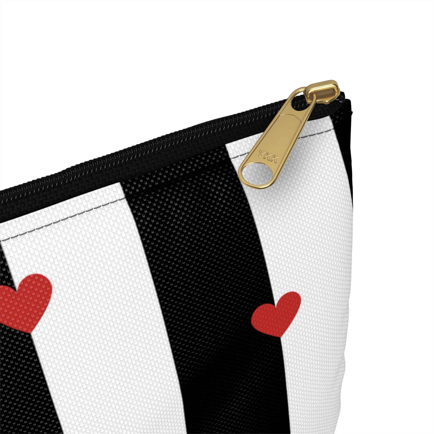 Flamenco lover Accessory Pouch, flamenco dancer in a red dress and white and black stripes with little hearts. - IllustrArte
