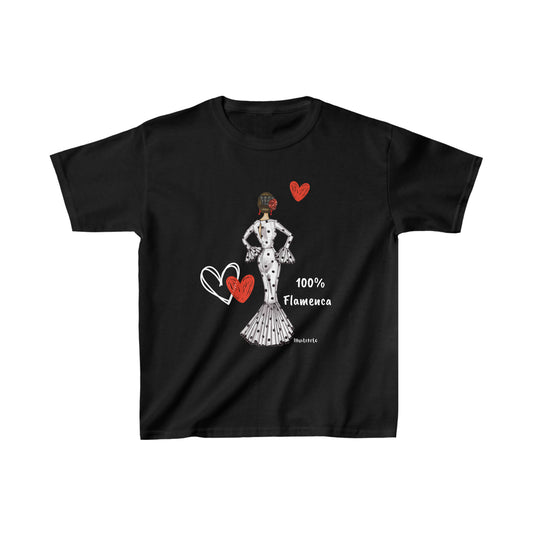 a black t - shirt with an image of a woman in a dress and hearts