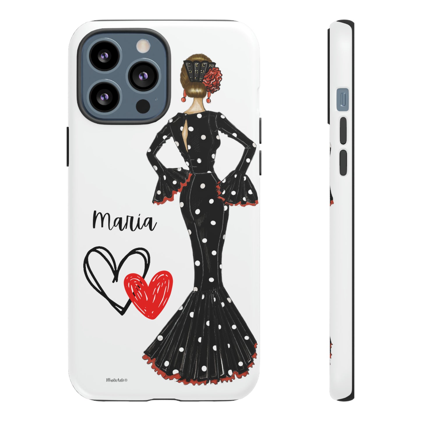 a phone case with an image of a woman in a dress