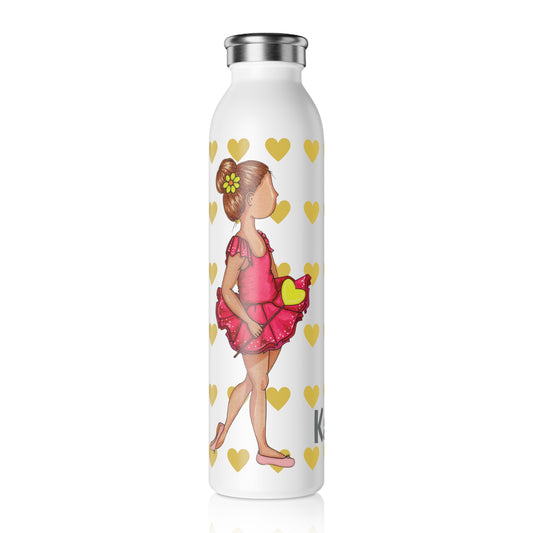 Ballerina girl 20 Oz/600ml double insulated drinks bottle, red dress with magic wand design. - IllustrArte