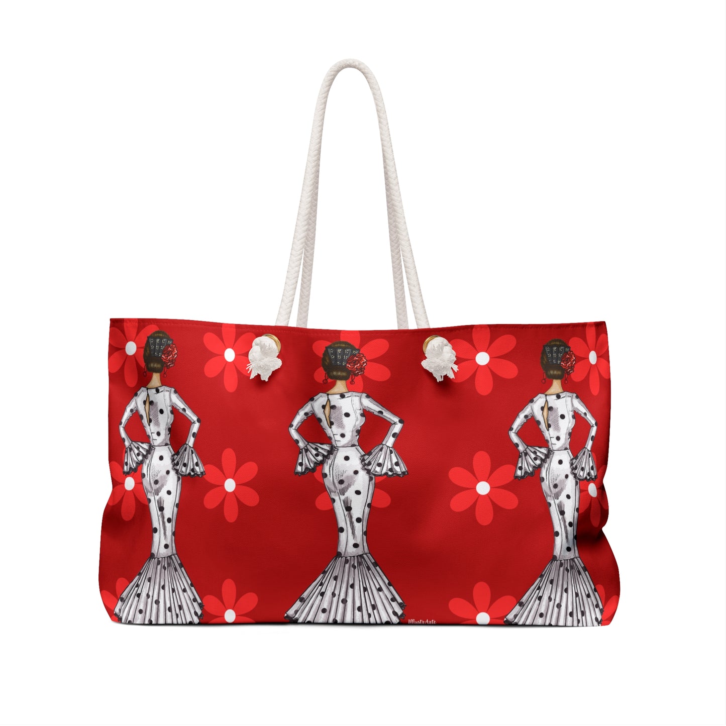 Flamenco Lovers Weekender Bag - Customizable, Oversized,Our flamenco dancer  Maria with red flowers.