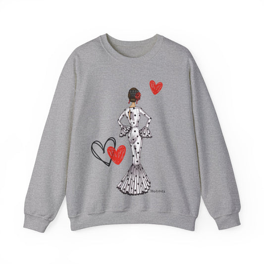 a gray sweater with a picture of a woman on it