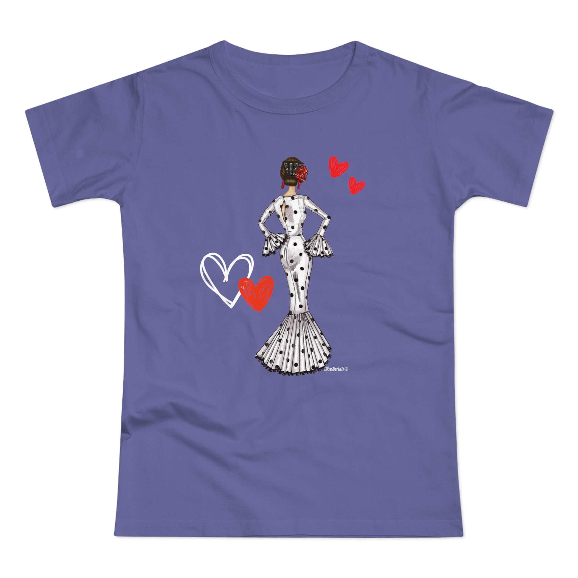 a women's t - shirt with a woman holding a heart