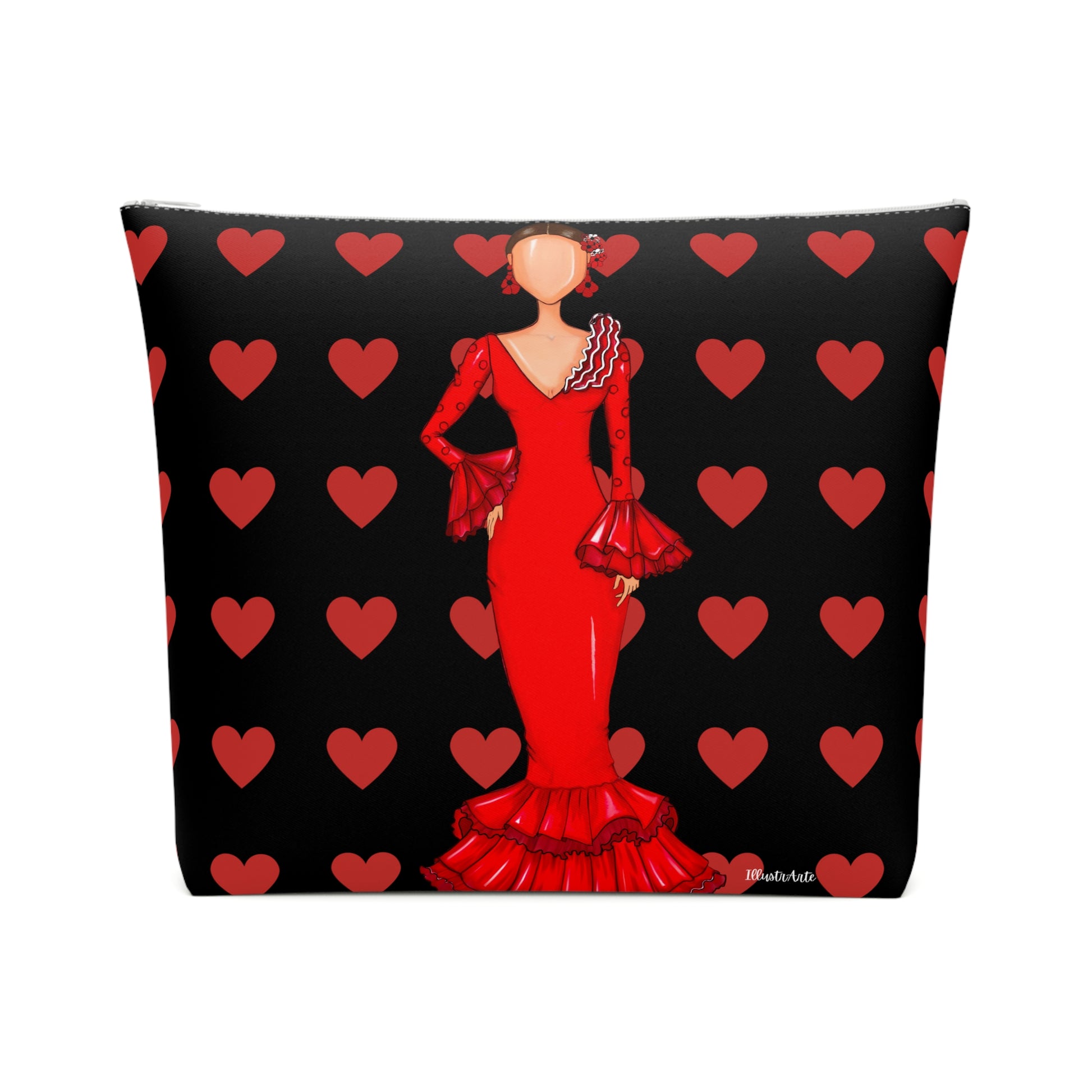 a red dress with hearts on a black background