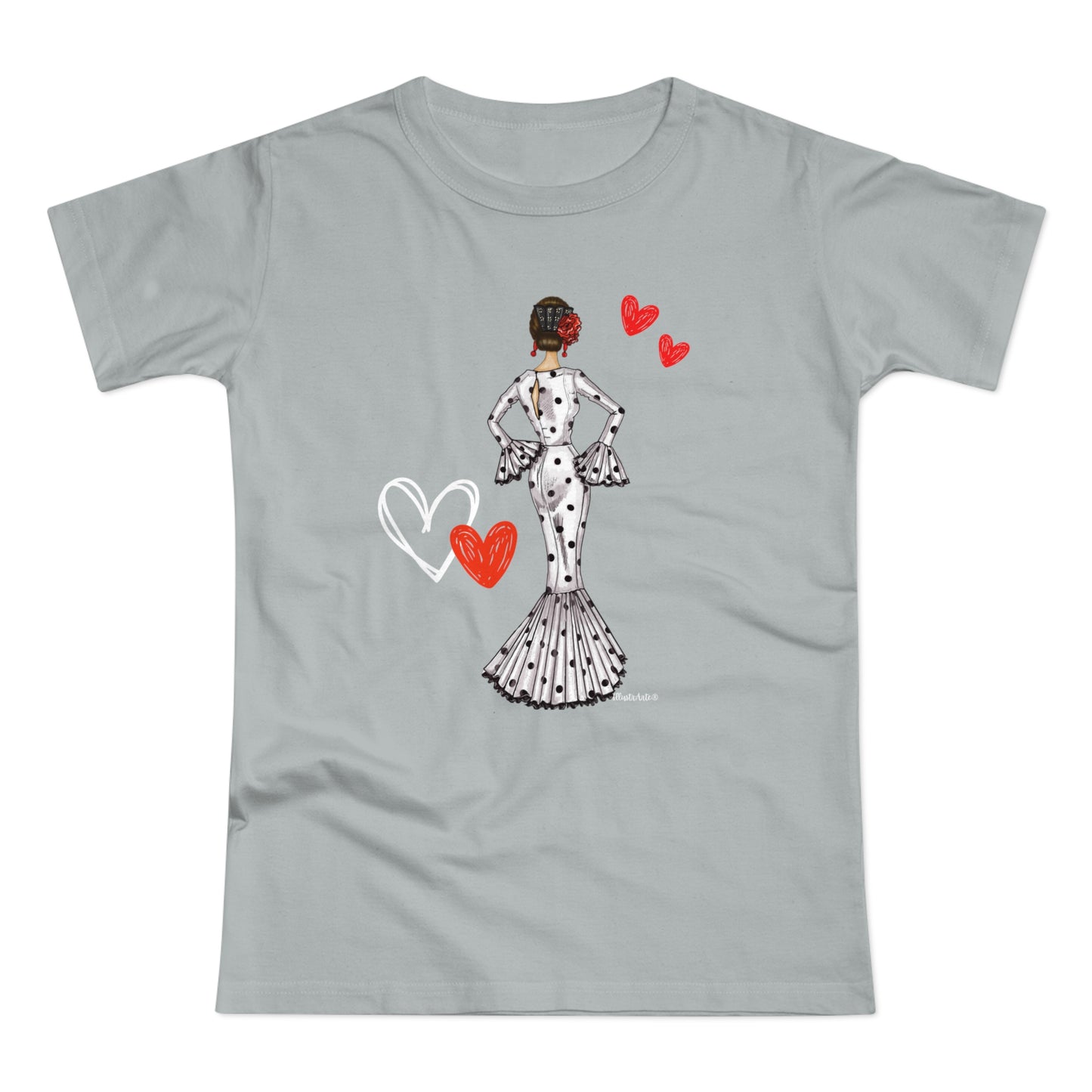a t - shirt with an image of a woman holding a heart