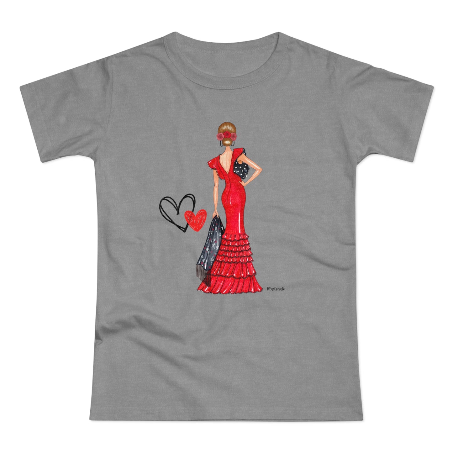 Flamenco Lovers Camiseta de algodón mujer - Flamenca María con vestido rojo