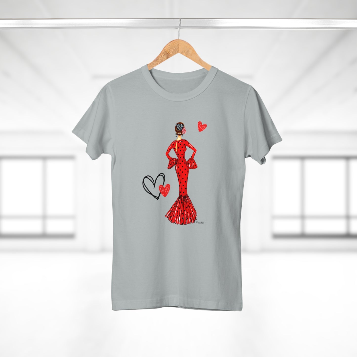 Flamenco Lovers Women's cotton tee - Flamenca María in a red dress