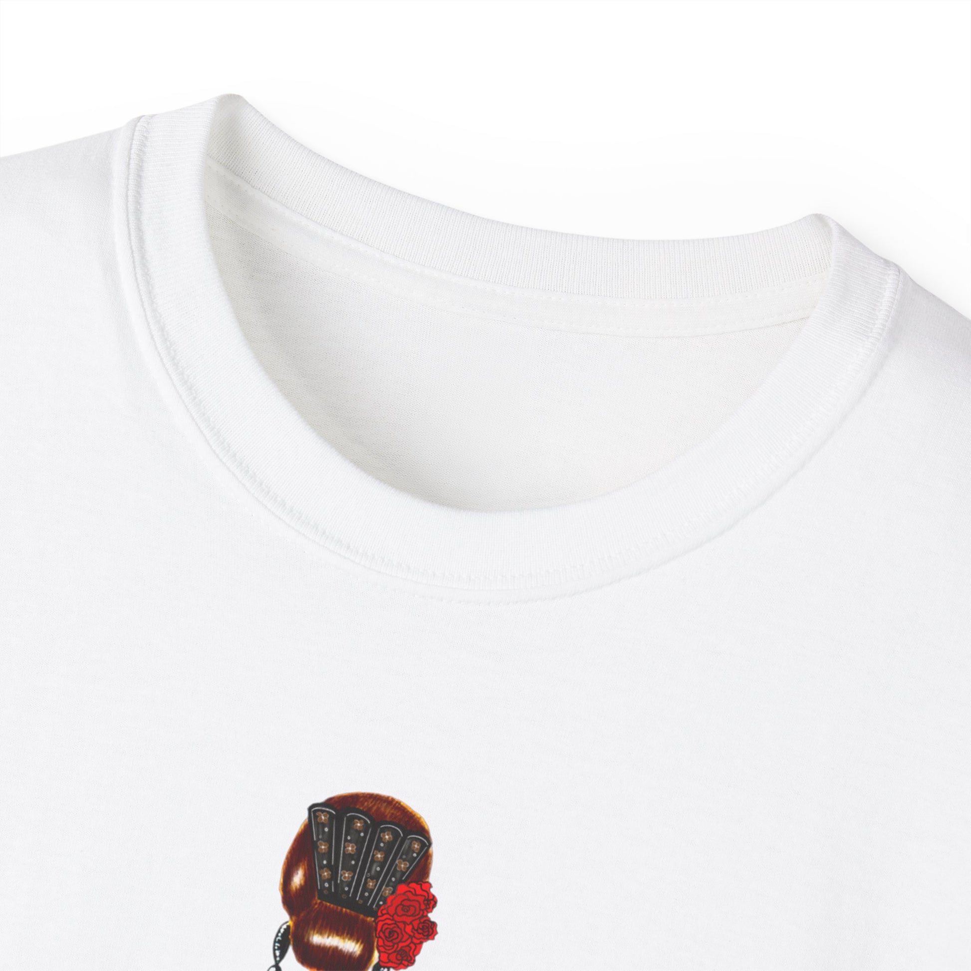 a white t - shirt with a picture of a hat on it