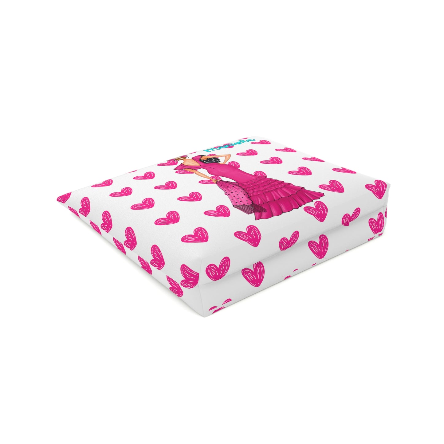 a pink and white box with hearts on it