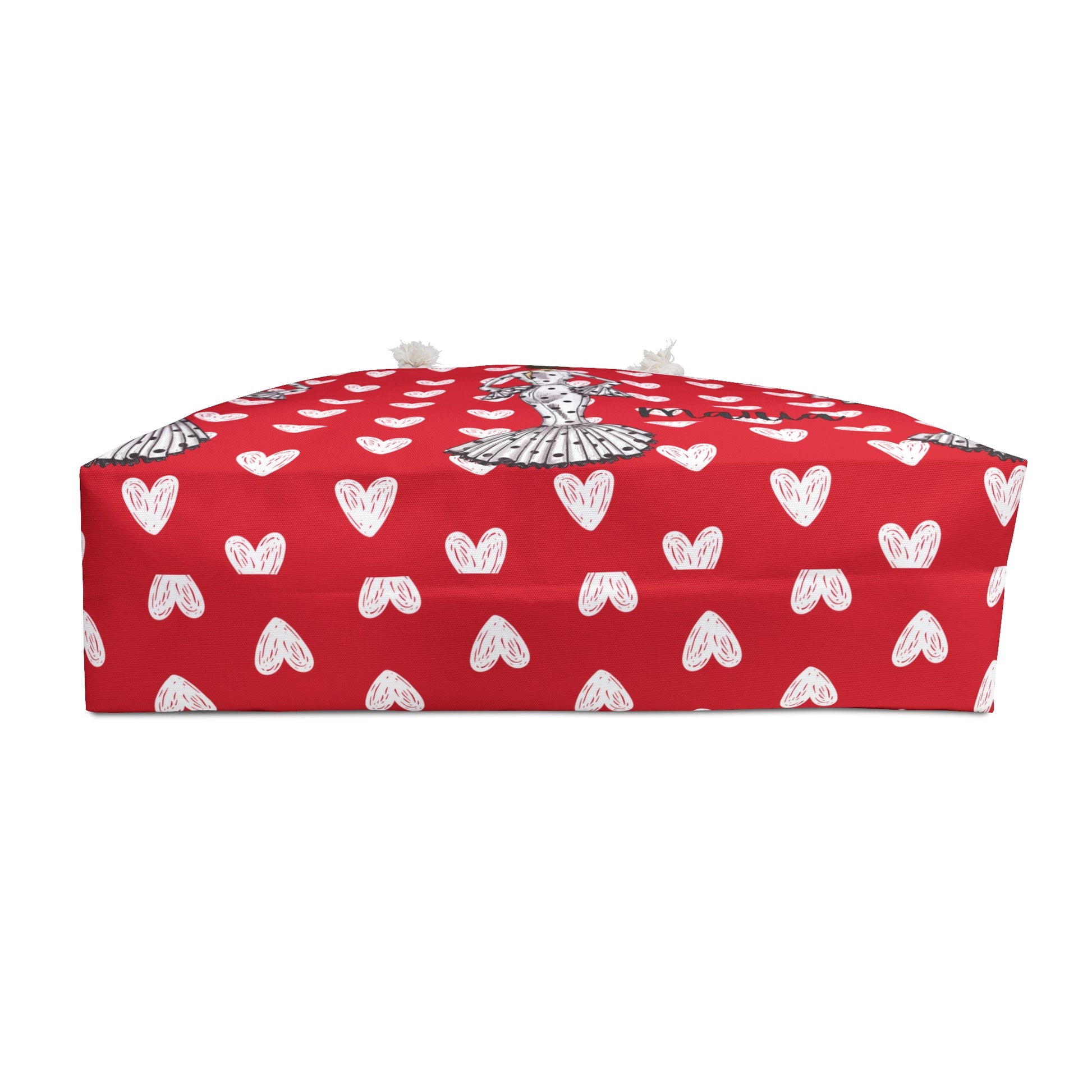 a red box with white hearts on it