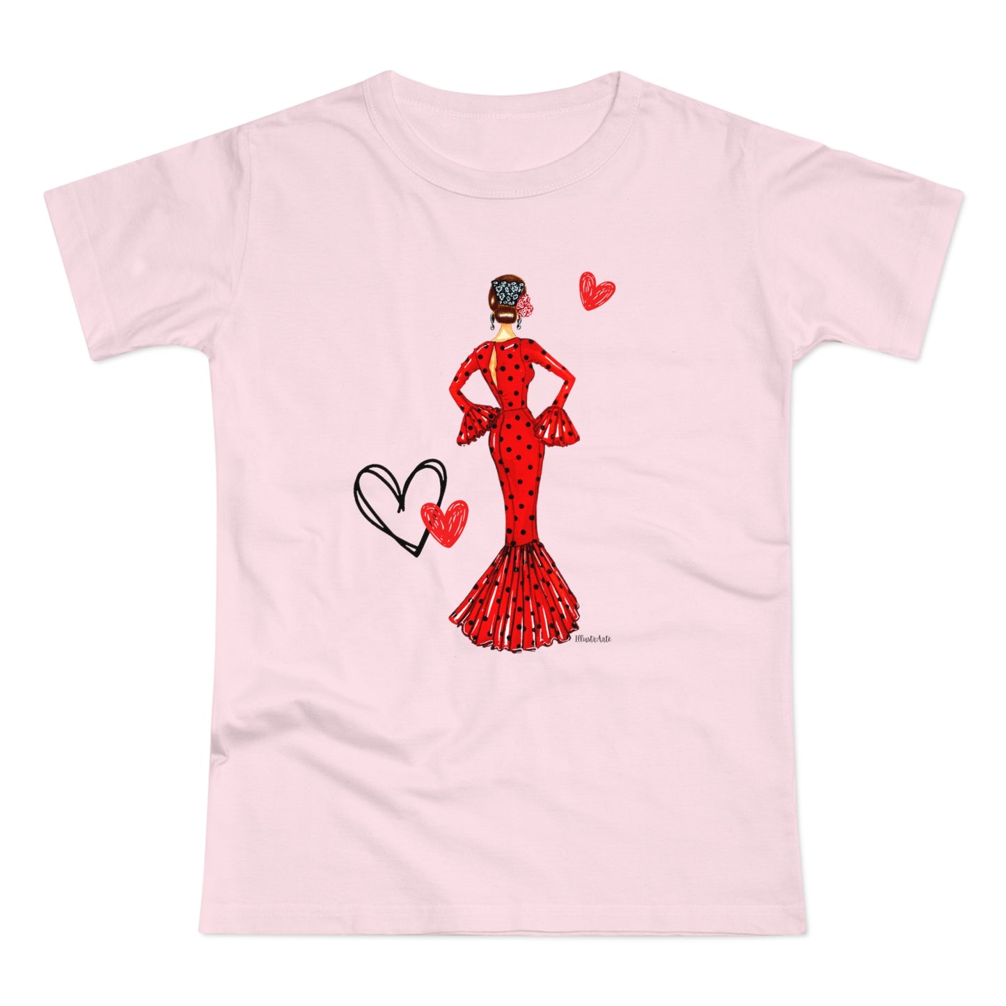 Flamenco Lovers Women's cotton tee - Flamenca María in a red dress