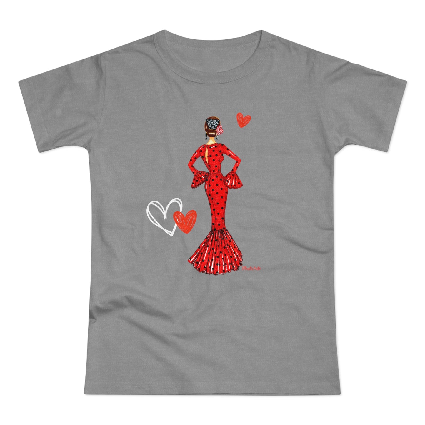 a women's t - shirt with a red dress and hearts
