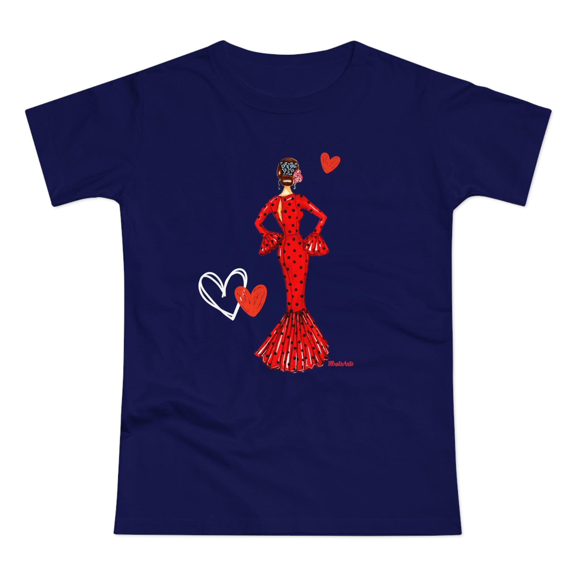 a t - shirt with a woman in a red dress