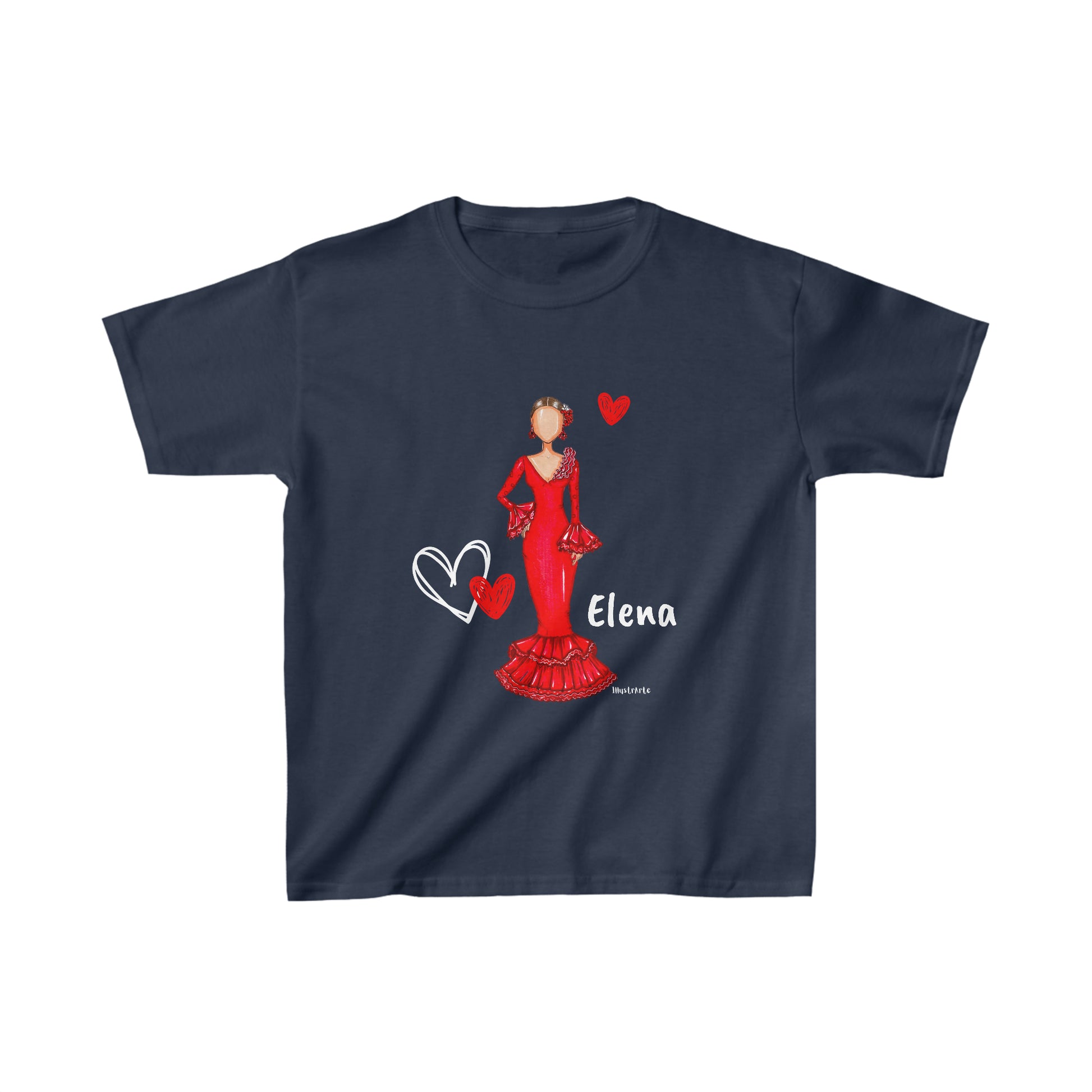 a child's t - shirt with a picture of a woman in a red