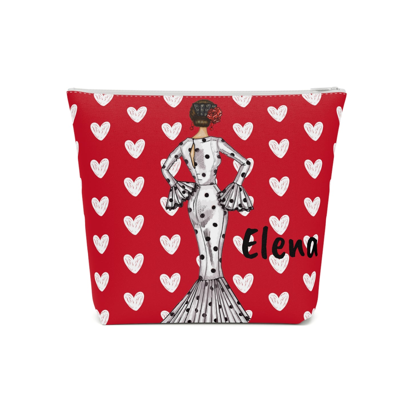 a red bag with a dalmatian on it