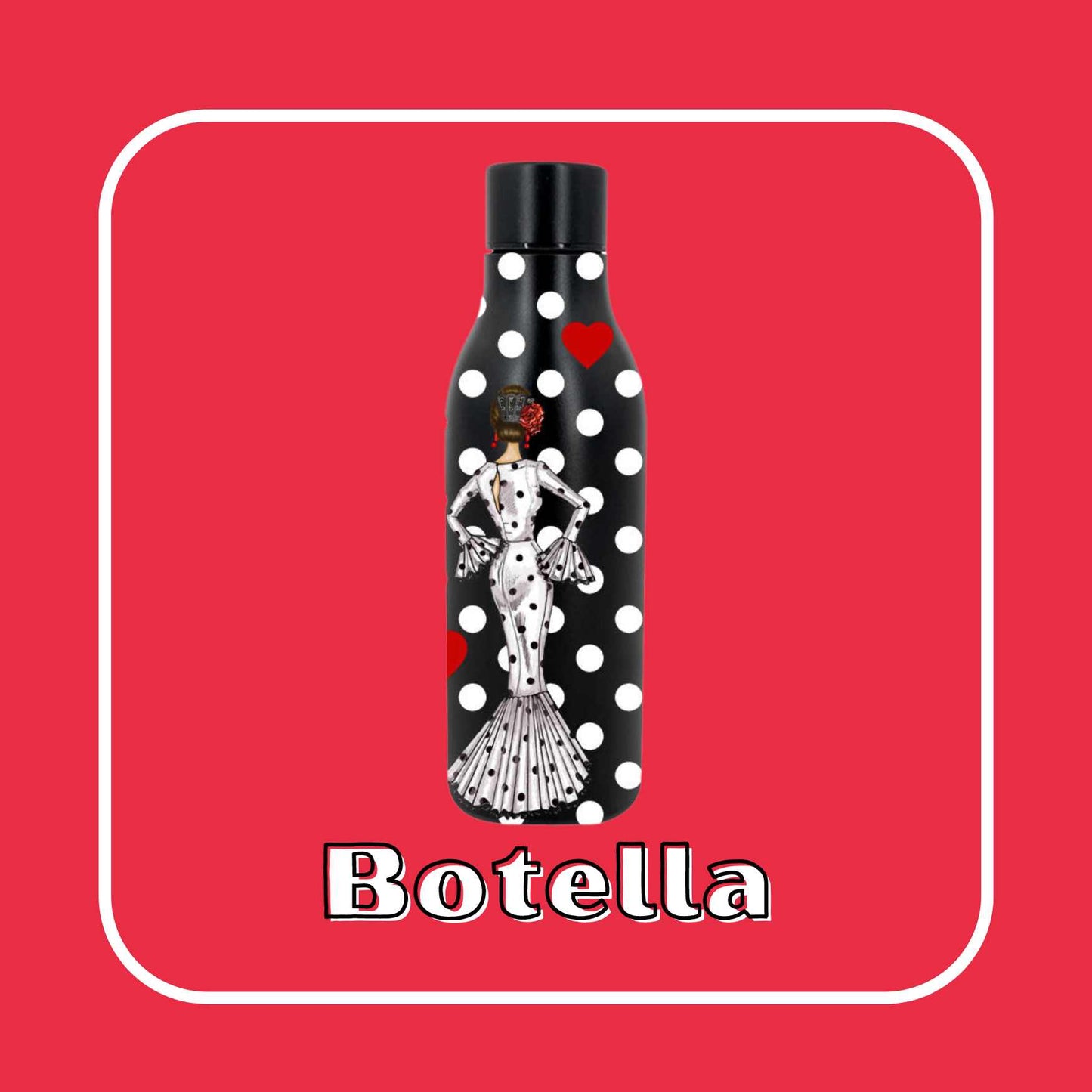 a bottle with a dalmatian design on it