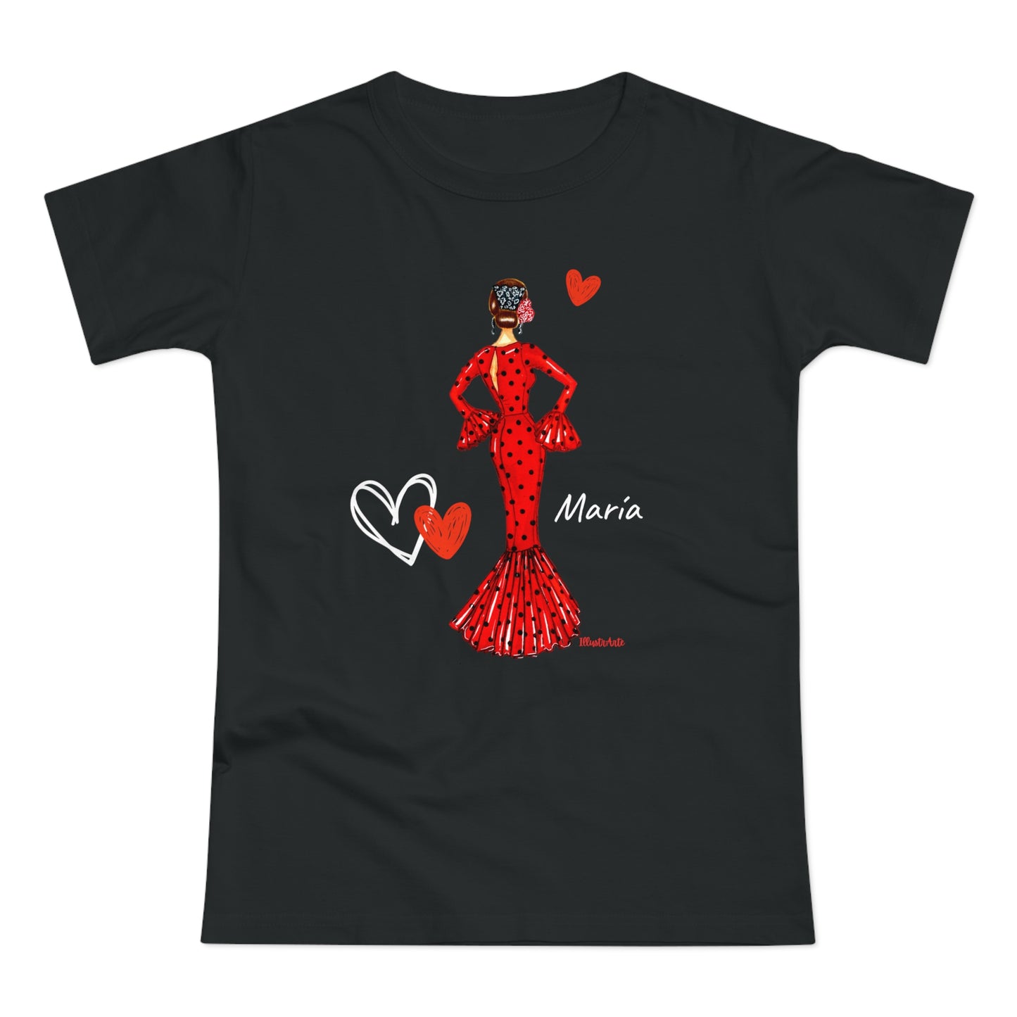 Flamenco Lovers Women's cotton tee - Flamenca Maria in a red dress