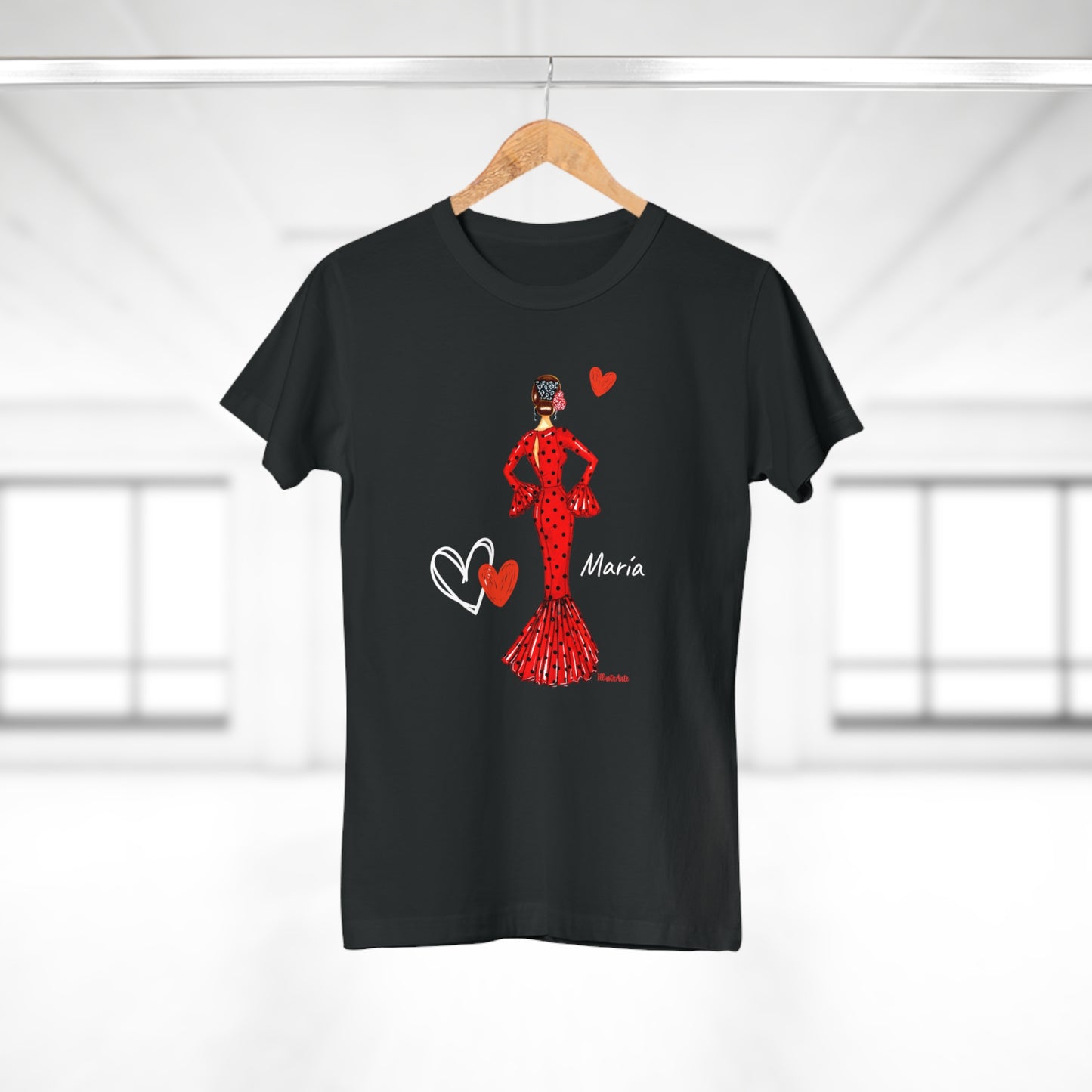 Flamenco Lovers Women's cotton tee - Flamenca Maria in a red dress