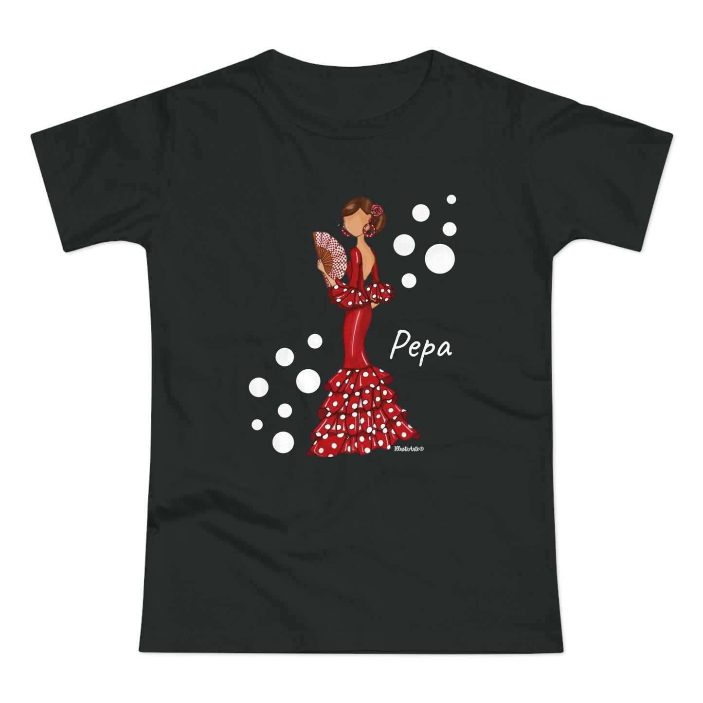 Flamenco Lovers Women's cotton tee - Flamenca Pepa in a red dress