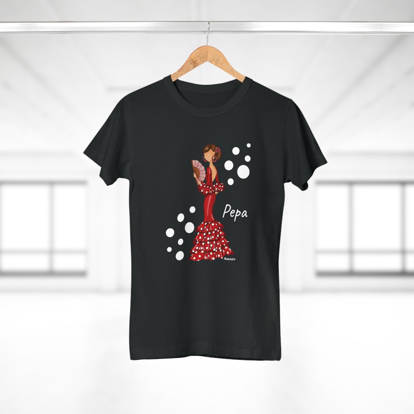 Flamenco Lovers Camiseta de algodón mujer - Flamenca Pepa con vestido rojo