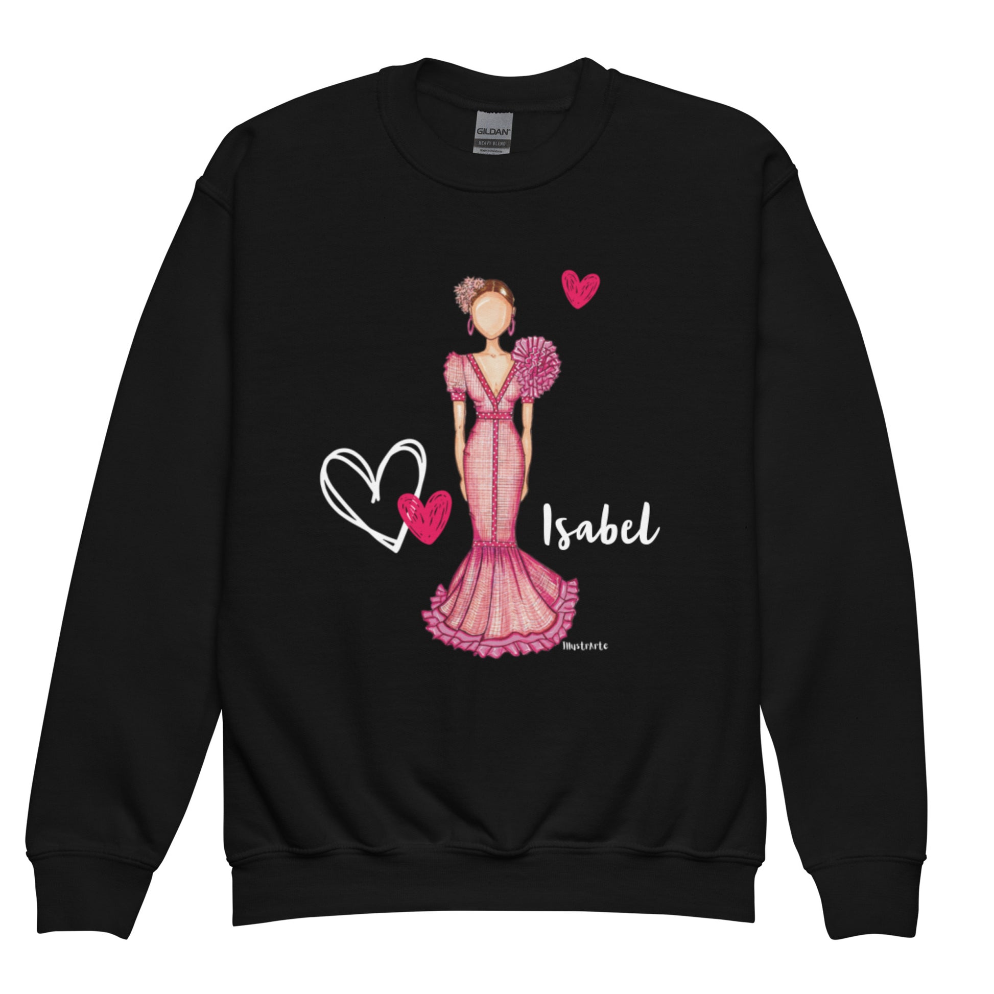 a black sweater with a pink dress and hearts