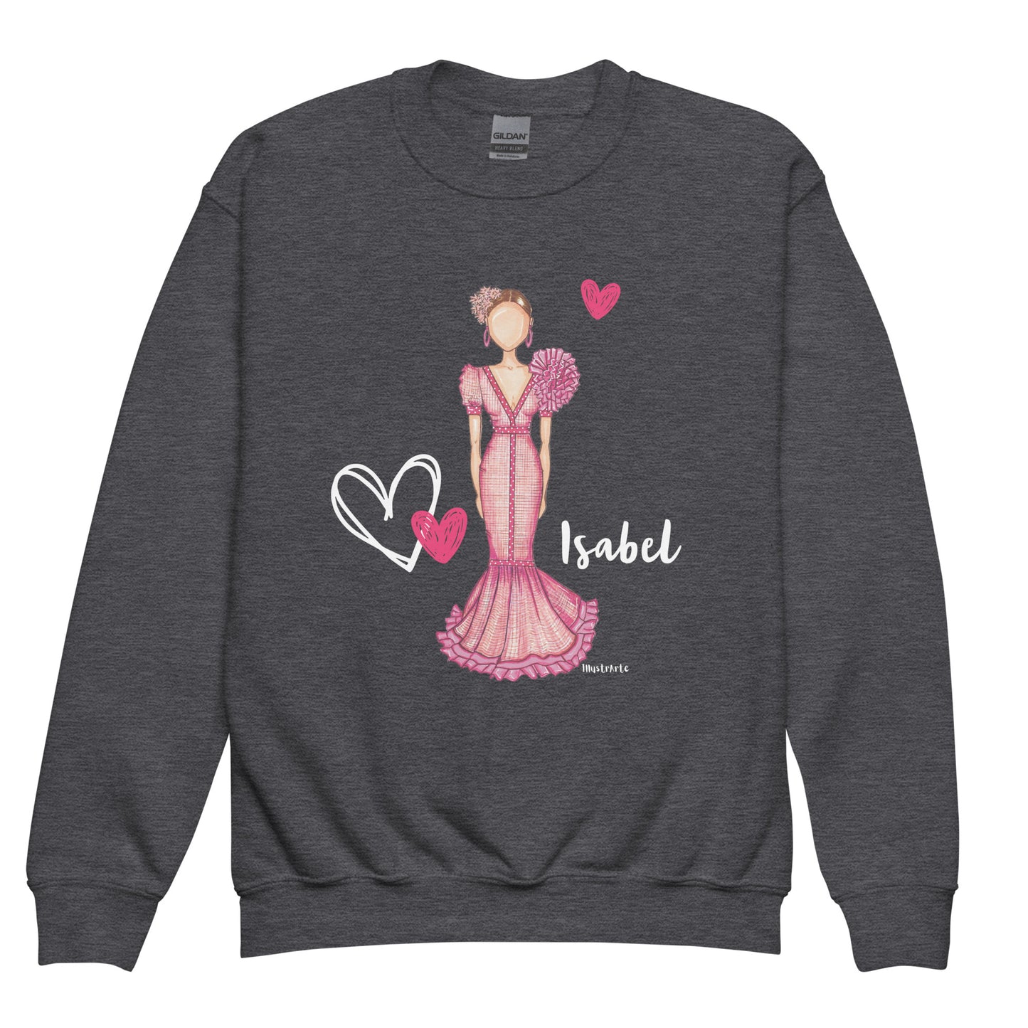 a sweatshirt with a woman in a pink dress