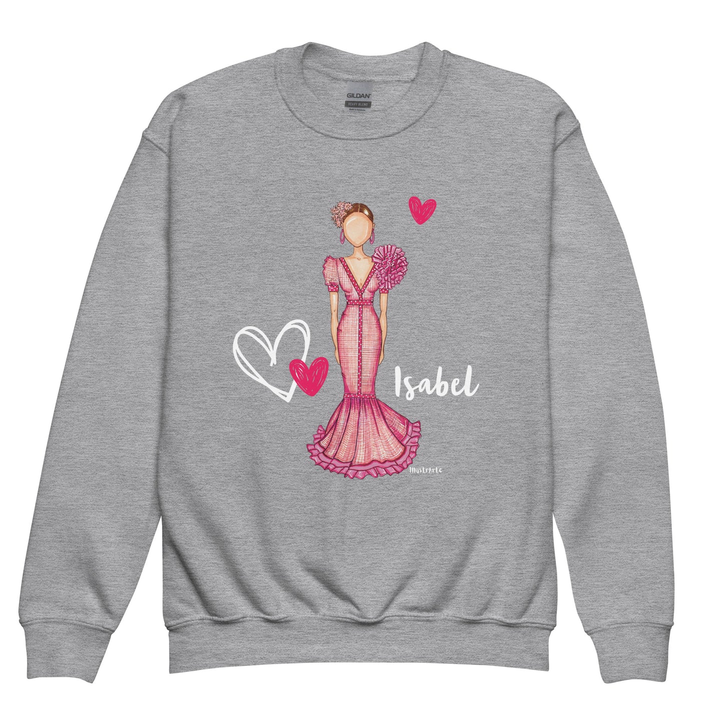 a sweatshirt with a woman in a pink dress